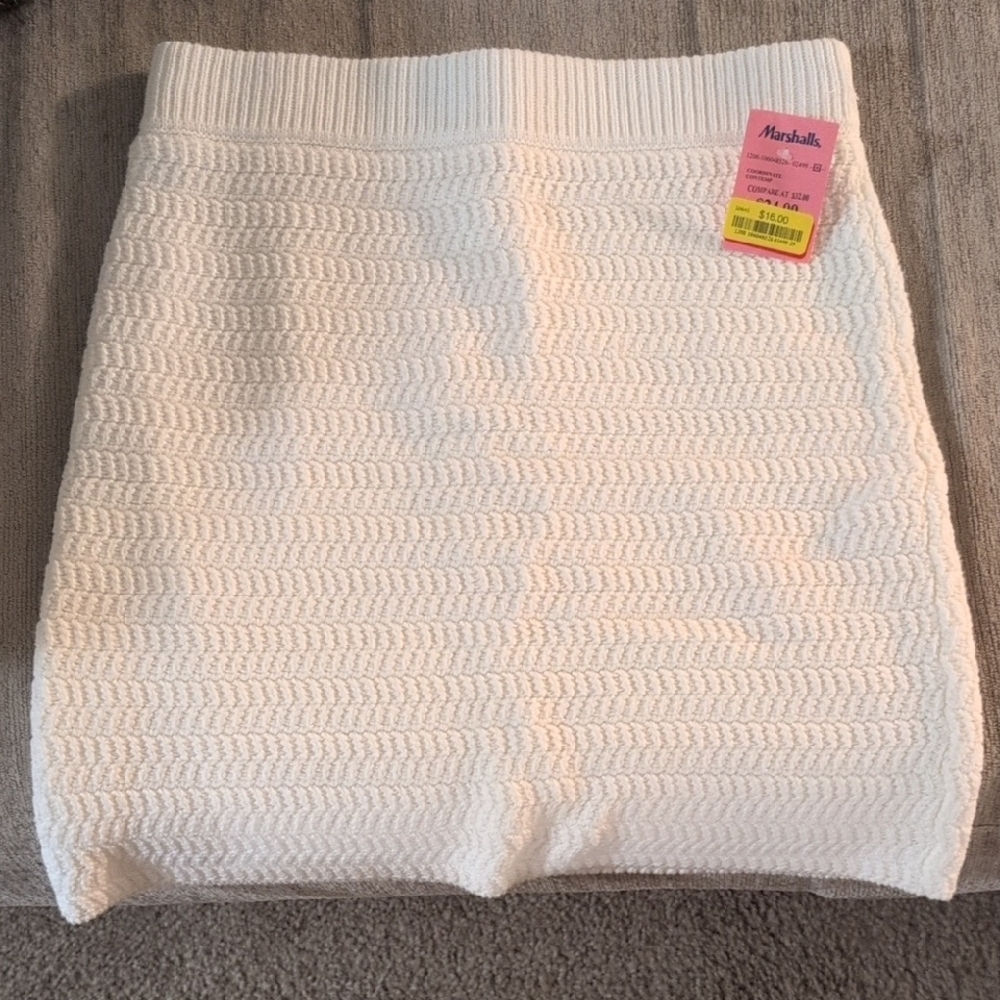 White Textured Skirt